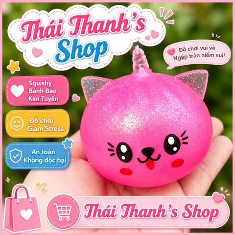 Squishy đồ chơi nhựa bánh bao có tai Có Đèn size trung-đồ chơi giảm stress
