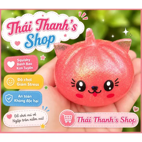 Squishy đồ chơi nhựa bánh bao có tai Có Đèn size trung-đồ chơi giảm stress