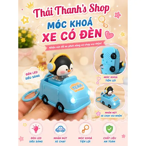 Móc Khóa Xe Có Đèn LED Siêu Sáng Móc Khóa Tiện Lợi Chất Liệu An Toàn Nhấn Nút Để Xe Phát Sáng Và Chạy Vui Nhộn