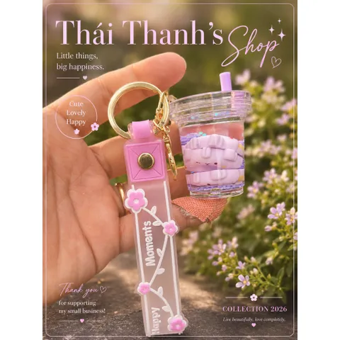 Móc khoá nước thời trang độc đáo hình ly trà