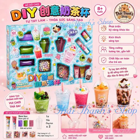Bộ Tự Làm  DIY Ly Trà Sữa Ly Kem Đồ Chơi Trí Tuệ Sáng Tạo Cho Bé 8+ Tuổi Phát Triển Kỹ Năng Khéo Léo