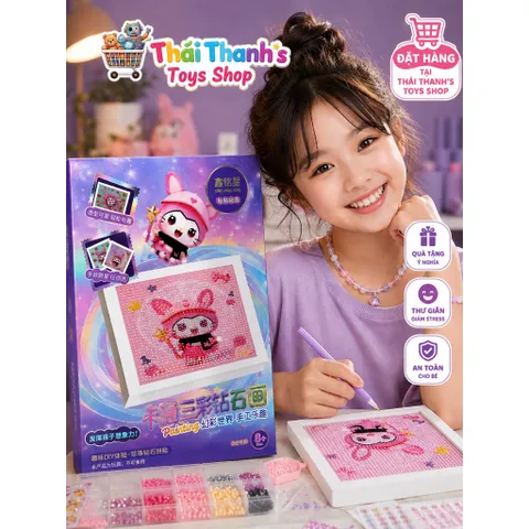 Tranh đính đá kim cương - Có khung kèm dụng cụ đầy đủ
