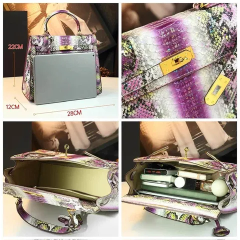 (NEW VIP ORDER LIMITED) - 2026 Túi Xách Nữ Dáng Đi Tiệc, Công Sở Da Bóng Vân Rắn Ngũ Sắc Size 28