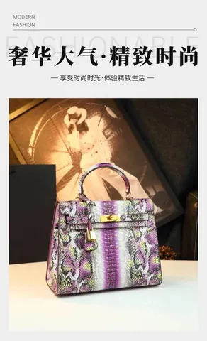 (NEW VIP ORDER LIMITED) - 2026 Túi Xách Nữ Dáng Đi Tiệc, Công Sở Da Bóng Vân Rắn Ngũ Sắc Size 28