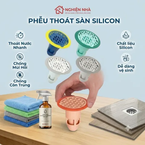Phễu Thoát Sàn Silicon Ngăn Mùi Hôi - Lõi Lọc Rác Chống Côn Trùng Nhà Tắm Thoát Nước Nhanh Dễ Lắp Đặt NGHIỆN NHÀ