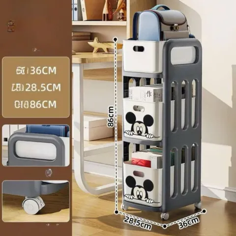 Kệ Để Đồ Đa Năng Hình Mickey 2,3 Tầng Tiện Lợi, Kệ Để Đồ Decor Nhà Cửa Có Bánh Xe Di Chuyển Tiện Lợi