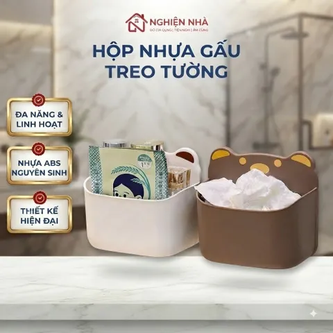 Hộp đựng đồ treo tường hình gấu NGHIỆN NHÀ Kệ đựng Chìa Khóa, Điện Thoại, Mỹ Phẩm, kệ nhà bếp đa năng