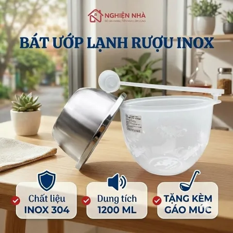 Bát Đựng Rượu NGHIỆN NHÀ Bộ Dụng Cụ Ướp Lạnh Rượu Và Gáo Múc Rượu Sang Trọng Tiện Lợi, Tặng Kèm Gáo Múc Rượu