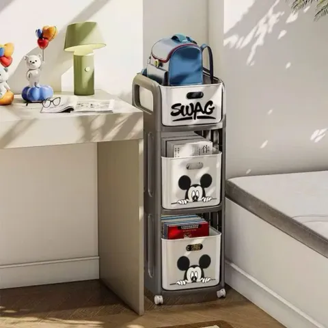 Kệ Để Đồ Đa Năng Hình Mickey 2,3 Tầng Tiện Lợi, Kệ Để Đồ Decor Nhà Cửa Có Bánh Xe Di Chuyển Tiện Lợi