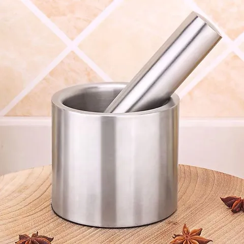 Bộ Cối Chày Inox 304 Cao Cấp Nghiện Nhà - Cối Giã Tỏi Ớt, Đâm Tiêu Chống Gỉ Có Nắp Đậy Tiện Lợi