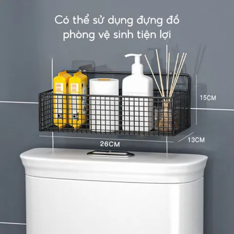 Kệ Đựng Đồ Nhà Tắm Dán Tường Hình Chữ Nhật NGHIỆN NHÀ , Kệ Thép Sơn Tĩnh Điện Cao Cấp Không Rỉ Siêu Chắc