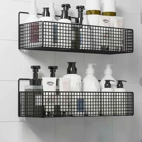Kệ Đựng Đồ Nhà Tắm Dán Tường Hình Chữ Nhật NGHIỆN NHÀ , Kệ Thép Sơn Tĩnh Điện Cao Cấp Không Rỉ Siêu Chắc