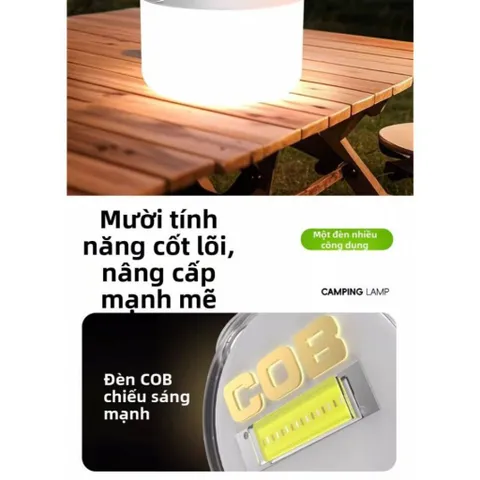 Đèn cắm trại năng lượng mặt trời NGHIỆN NHÀ ,Đèn Tích Điện Năng Lượng Mặt Trời - 3 Chế Độ - Kèm Cổng Sạc USB Tiện Dụng