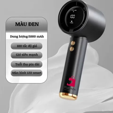 Quạt Cầm Tay NGHIỆN NHÀ 100 Cấp Độ Gió Quạt Tích Điện Cầm Tay Pin 5000mAh Dùng 4-15h, nhỏ gọn, tiện lợi