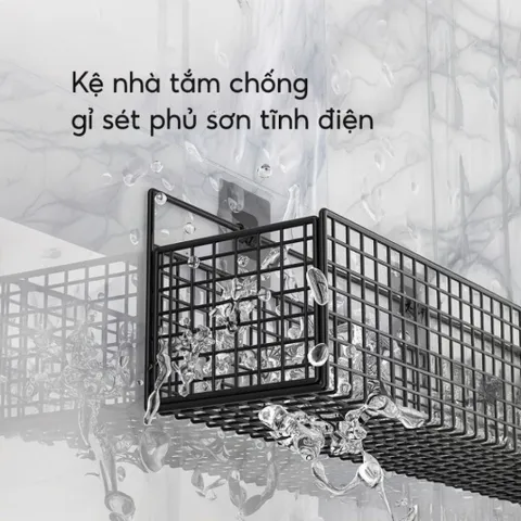 Kệ Đựng Đồ Nhà Tắm Dán Tường Hình Chữ Nhật NGHIỆN NHÀ , Kệ Thép Sơn Tĩnh Điện Cao Cấp Không Rỉ Siêu Chắc