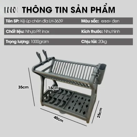 [HÀNG ĐẸP] Kệ Úp Chén Bát Đĩa Đa Năng – Có Thanh INOX Chịu Lực Siêu Bền, Ngăn Hứng Nước, Ống Đũa, Móc Treo Tiện Lợi