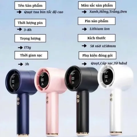 Quạt Cầm Tay NGHIỆN NHÀ 100 Cấp Độ Gió Quạt Tích Điện Cầm Tay Pin 5000mAh Dùng 4-15h, nhỏ gọn, tiện lợi