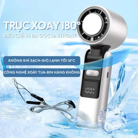 Quạt Cầm Tay Sò Lạnh K801, Màn Hình Kỹ Thuật Số Lạnh Sâu Nhanh, Pin 4000mAh,Đèn LED, Sạc Type-C 199 Cấp Gió