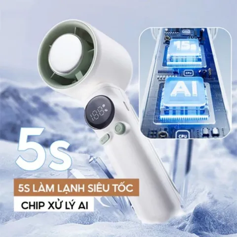 Quạt Cầm Tay Sò Lạnh K801, Màn Hình Kỹ Thuật Số Lạnh Sâu Nhanh, Pin 4000mAh,Đèn LED, Sạc Type-C 199 Cấp Gió