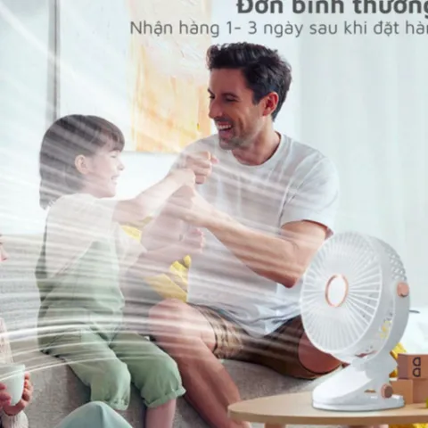 Quạt Kẹp Bàn Mini, Quạt Tích Điện Sạc Pin, Quạt Bàn, Kẹp Ô Tô 3 Cấp Độ Gió Dung Lượng Pin Khủng Xoay 720 Độ