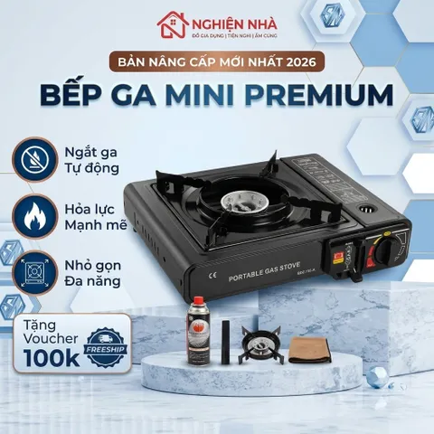 Bếp ga mini du lịch, bếp gas sản xuất bằng thép không gỉ chịu nhiệt độ cao chống cháy nổ, nhỏ gọn an toàn, tiện lợi