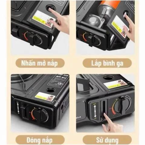 Bếp ga mini du lịch, bếp gas sản xuất bằng thép không gỉ chịu nhiệt độ cao chống cháy nổ, nhỏ gọn an toàn, tiện lợi