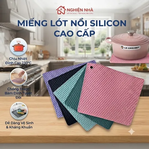 Miếng Lót Silicon Cách Nhiệt Chống Xước Bếp Từ Chịu Nhiệt 200 Độ C, Tấm Lót Nồi Chảo Chống Trượt Cao Cấp
