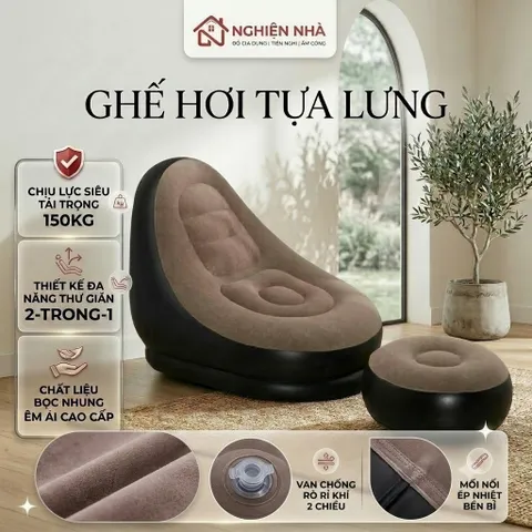 Ghế hơi Tựa Lưng,Ghế Bơm Hơi,sofa hơi Kiểu Dáng Hàn Quốc Bọc Nhung Mềm Mại