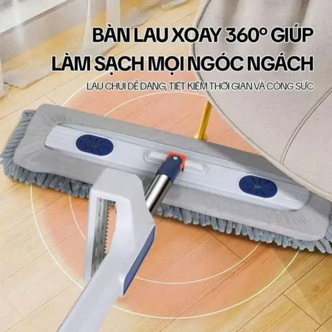 Cây Lau Nhà Tự Vắt , NGHIỆN NHÀ , Chổi Lau nhà Tự Vắt Xoay 360 Độ, Kèm Bông Lau San Hô