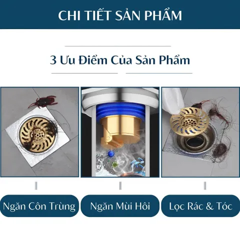 Nắp Cống Ống Thoát Nước Đồng, Chống Mùi, Lọc Rác, Tự Động Mở nắp cống, chống mùi hôi, chặn côn trùng, lưới lọc