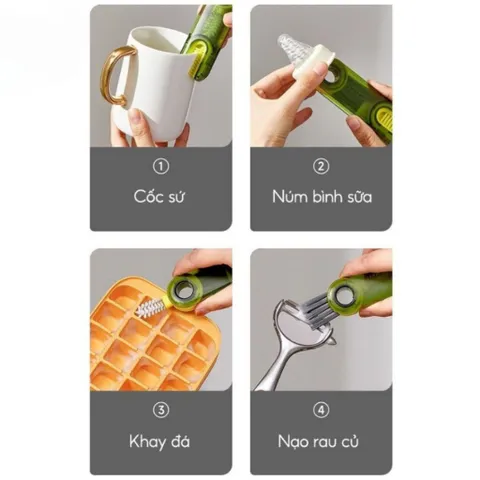 Cọ Vệ Sinh Ly Cốc 3in1 NGHIỆN NHÀ, Cọ vệ sinh đa năng, dụng cụ vệ sinh cốc, bình nước xoay 360°
