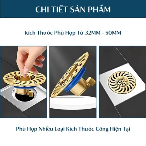Nắp Cống Ống Thoát Nước Đồng, Chống Mùi, Lọc Rác, Tự Động Mở nắp cống, chống mùi hôi, chặn côn trùng, lưới lọc