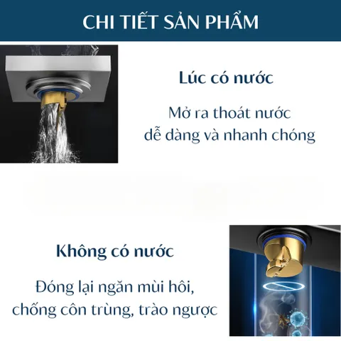 Nắp Cống Ống Thoát Nước Đồng, Chống Mùi, Lọc Rác, Tự Động Mở nắp cống, chống mùi hôi, chặn côn trùng, lưới lọc