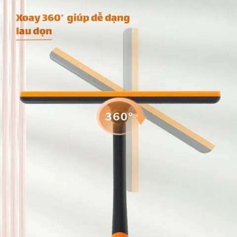 Cây Gạt Nước Lau Kính Đa Năng 3 in1 NGHIỆN NHÀ - Chổi Lau Kính Kèm Gạt Nước Silicon Xoay 360 Độ Chống Trượt