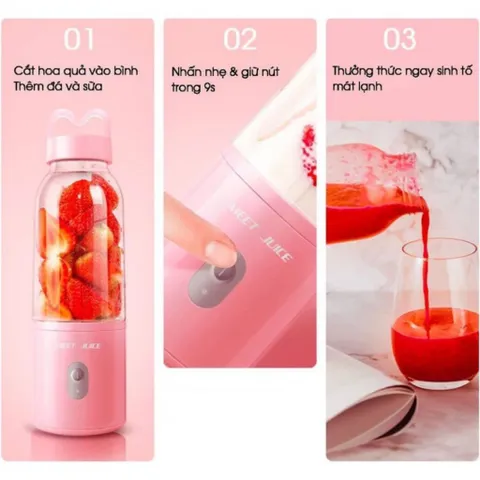 Máy Xay Sinh Tố Di Động NGHIỆN NHÀ, máy xay sinh tố mini, Dung Tích 500ml Tiện Lợi