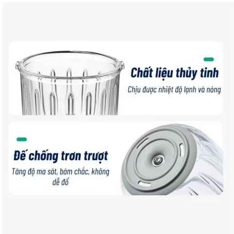 [Mẫu Mới] Máy Xay Đa Năng NGHIỆN NHÀ Cối Thủy Tinh Dày Bền 2 Lưỡi Inox Xay Sinh Tố, Thịt, Cua, Cá