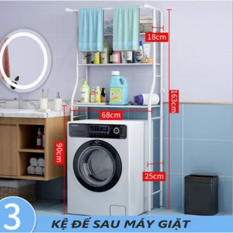 Kệ Để Đồ Máy Giặt Và Toilet NGHIỆN NHÀ, KỆ ĐA NĂNG PHÒNG TẮM Tháo Lắp INOX 3 tầng