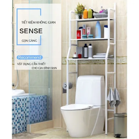 Kệ Để Đồ Máy Giặt Và Toilet NGHIỆN NHÀ, KỆ ĐA NĂNG PHÒNG TẮM Tháo Lắp INOX 3 tầng