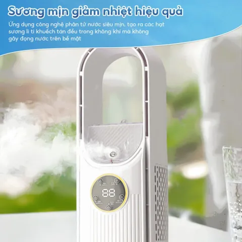 [Tặng Sạc] Quạt Không Cánh Cắm Điện Tích Hợp Phun Sương NGHIỆN NHÀ Quạt Điều Hòa MINI Làm Mát Để Bàn Tiện Lợi