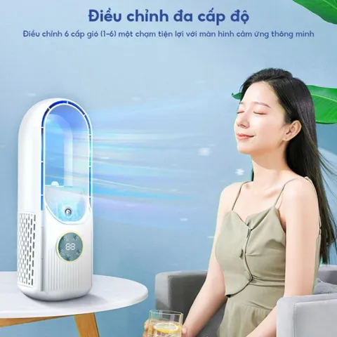 [Tặng Sạc] Quạt Không Cánh Cắm Điện Tích Hợp Phun Sương NGHIỆN NHÀ Quạt Điều Hòa MINI Làm Mát Để Bàn Tiện Lợi