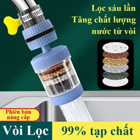 [HÀNG CAO CẤP] Combo 2 Đầu lọc lớn 6 tầng xoay 360 chịu nhiệt đến 60 độ, Vòi Lọc Nước Hỗ trợ Lọc Nước Phèn Thế Hệ Mới