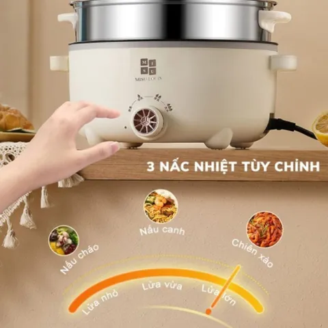 Nồi Lẩu Điện Đa Năng Cao Cấp NGHIỆN NHÀ Dung Tích 4L, Đường Kính 28cm, Kèm Xửng Hấp Inox SP412325930