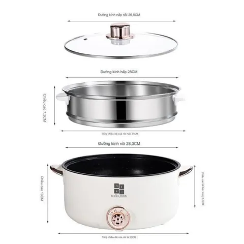 Nồi Lẩu Điện Đa Năng Cao Cấp NGHIỆN NHÀ Dung Tích 4L, Đường Kính 28cm, Kèm Xửng Hấp Inox SP412325930