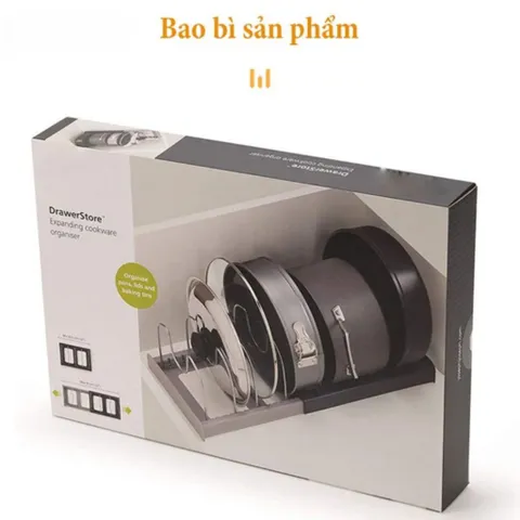 Kệ Để Vung Nồi Chảo Đa Năng NGHIỆN NHÀ, Giá Để Xoong Nồi Thớt Chia Ngăn Co Giãn Rút Gọn Tiện Lợi (Inox Chống Gỉ)