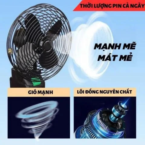 Quạt Tích Điện Để Bàn Chạy Pin NGHIỆN NHÀ,Quạt Tích Điện Mini 8 Inch Công Suất Lớn, Làm Mát Cực Nhanh, Hoạt Động Bền Bỉ