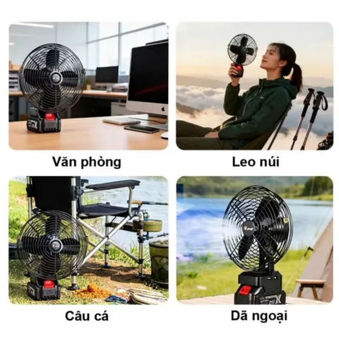 Quạt Tích Điện Để Bàn Chạy Pin NGHIỆN NHÀ,Quạt Tích Điện Mini 8 Inch Công Suất Lớn, Làm Mát Cực Nhanh, Hoạt Động Bền Bỉ