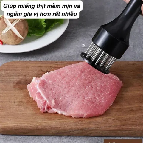 Dụng cụ châm thịt inox thông minh NGHIỆN NHÀ - Cây xăm thịt, làm mềm thịt quay giòn bì tiện lợi.
