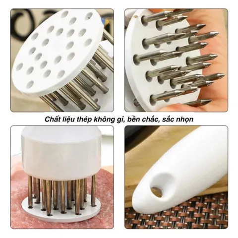 Dụng cụ châm thịt inox thông minh NGHIỆN NHÀ - Cây xăm thịt, làm mềm thịt quay giòn bì tiện lợi.
