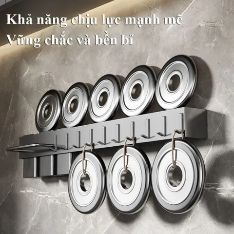 Giá Dao Treo Tường Bằng Thép Carbon, Tích Hợp Ống Đựng Đũa, Thiết Kế Thông Thoáng Chống Ẩm Mốc