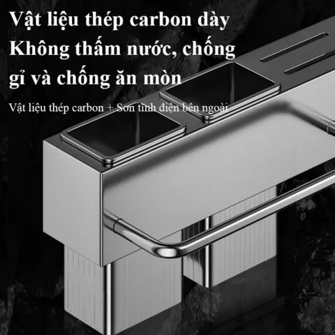 Giá Dao Treo Tường Bằng Thép Carbon, Tích Hợp Ống Đựng Đũa, Thiết Kế Thông Thoáng Chống Ẩm Mốc